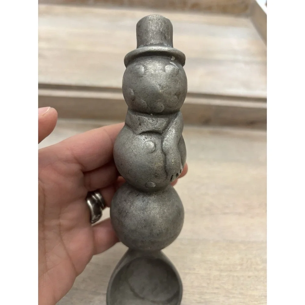 Pewter Antique Snowman Ice Cream‎ Scoop Heavy